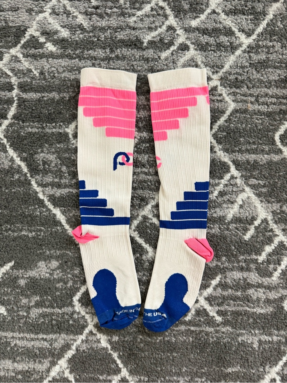 ProCompression Socks Unisex Small/Medium - Blue Pink Block Stripe